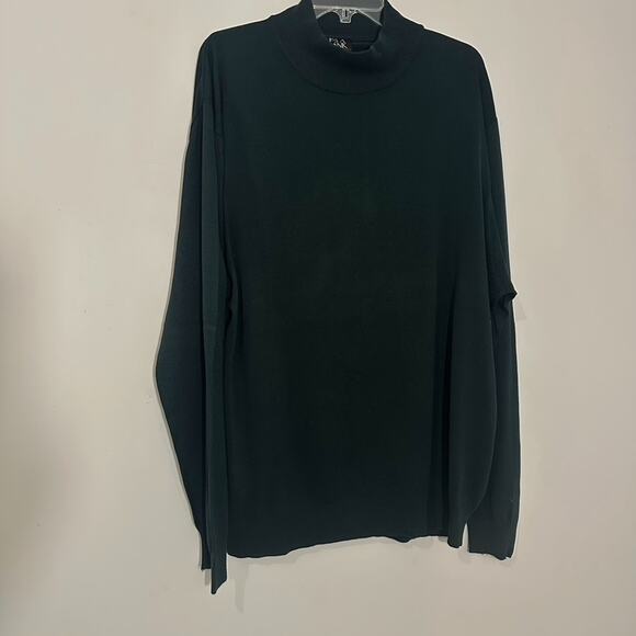 Jos A Bank XXL 100% Silk Green Turtle Mockneck Knit Sweater Holiday Top Pullover - Picture 6 of 8